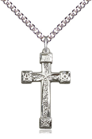 Sterling Silver Cross Medal Catholic Jewelry Engraved Catholic Saint Jewelry