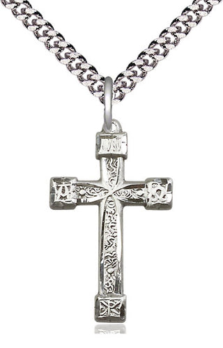 Sterling Silver Cross Medal Catholic Jewelry Engraved Catholic Saint Jewelry