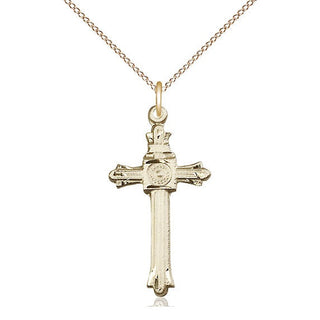 14kt Gold Filled Cross Medal Catholic Jewelry Engraved Catholic Saint Jewelry