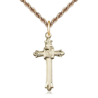 14kt Gold Filled Cross Medal Catholic Jewelry Engraved Catholic Saint Jewelry