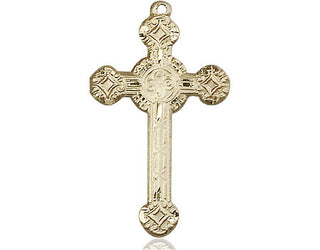 14kt Gold Cross Medal Engraved Catholic Saint Jewelry