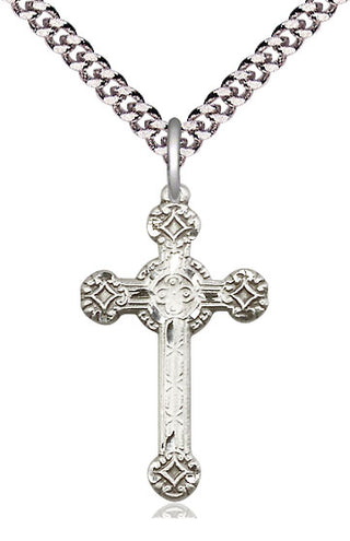 Sterling Silver Cross Medal Catholic Jewelry Engraved Catholic Saint Jewelry