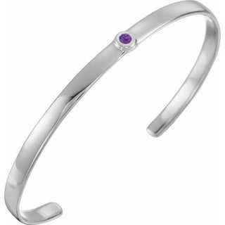 Sterling Silver Natural Amethyst Cuff 6" Bracelet