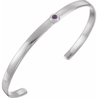 Sterling Silver Lab-Grown Alexandrite Cuff 6" Bracelet