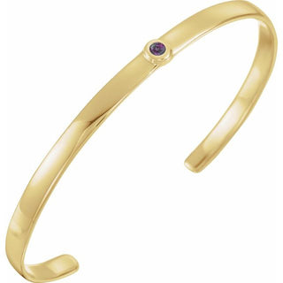 14K Yellow Lab-Grown Alexandrite Cuff 6" Bracelet
