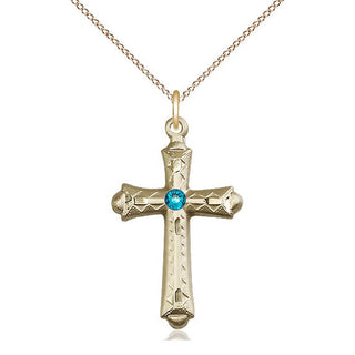 14kt Gold Filled Cross | 3mm Zircon Swarovski stone | 18-inch Gold Filled Chain | Engravable