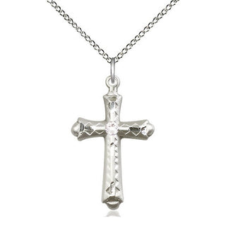 Sterling Silver Cross | 3mm Crystal Swarovski stone | 18-inch Sterling Silver Chain | Engravable