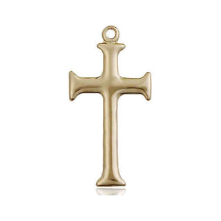 14kt Gold Cross Medal Engraved Catholic Saint Jewelry