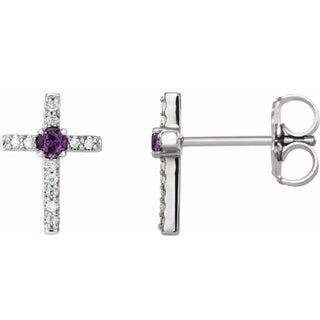 Platinum Natural Alexandrite & .05 CTW Natural Diamond Cross Earrings
