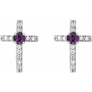 Platinum Natural Alexandrite & .05 CTW Natural Diamond Cross Earrings