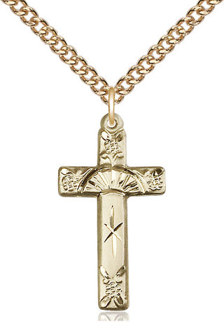 14kt Gold Filled Cross Medal Catholic Jewelry Engraved Catholic Saint Jewelry