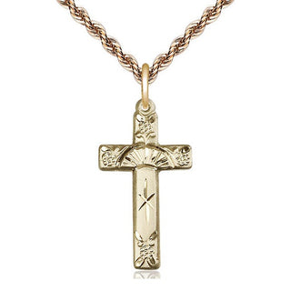 14kt Gold Filled Cross Medal Catholic Jewelry Engraved Catholic Saint Jewelry