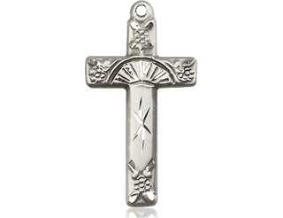 Sterling Silver Cross Medal Engraved Catholic Saint Jewelry