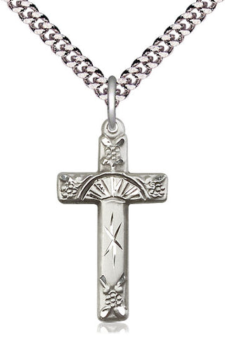 Sterling Silver Cross Medal Catholic Jewelry Engraved Catholic Saint Jewelry