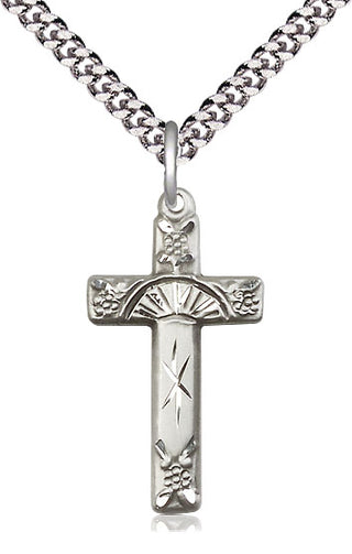 Sterling Silver Cross Medal Catholic Jewelry Engraved Catholic Saint Jewelry