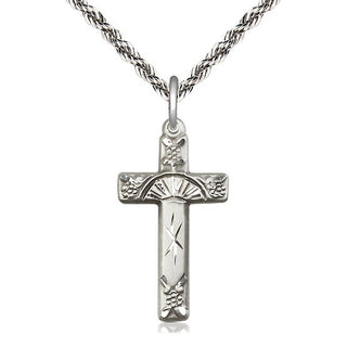 Sterling Silver Cross Medal Catholic Jewelry Engraved Catholic Saint Jewelry