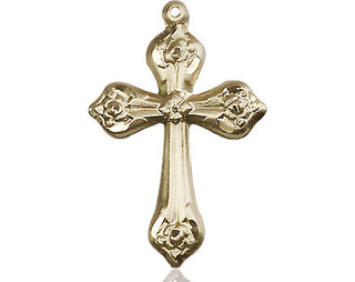 14kt Gold Filled Cross Medal Engraved Catholic Saint Jewelry