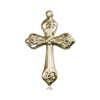 14kt Gold Cross Medal Engraved Catholic Saint Jewelry
