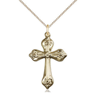 14kt Gold Cross Medal Engraved Catholic Saint Jewelry