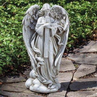 25.5-Inch Angel With Cross Garden Statue