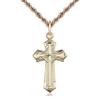 14kt Gold Filled Cross Medal Catholic Jewelry Engraved Catholic Saint Jewelry