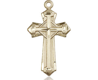 14kt Gold Cross Medal Engraved Catholic Saint Jewelry