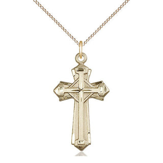 14kt Gold Cross Medal Engraved Catholic Saint Jewelry