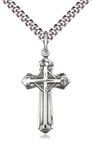 Sterling Silver Cross Medal Catholic Jewelry Engraved Catholic Saint Jewelry