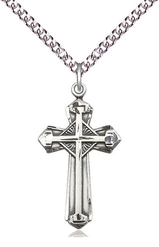 Sterling Silver Cross Medal Catholic Jewelry Engraved Catholic Saint Jewelry