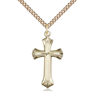14kt Gold Cross Medal Engraved Catholic Saint Jewelry