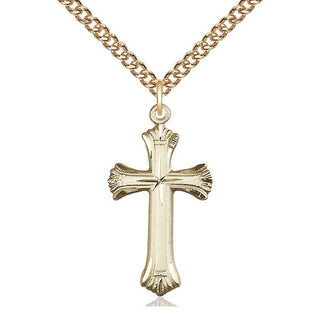 14kt Gold Cross Medal Engraved Catholic Saint Jewelry