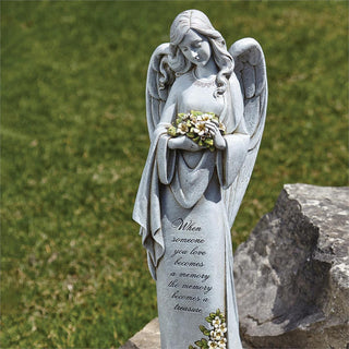 22.75-Inch Memorial Angel W/ Flower Garden Statue