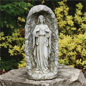 18.75-Inch Led Solar Immaculate Heart Grotto Garden Statue - View 2