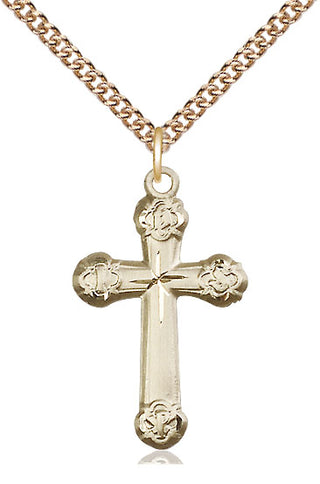 14kt Gold Filled Cross Medal Catholic Jewelry Engraved Catholic Saint Jewelry
