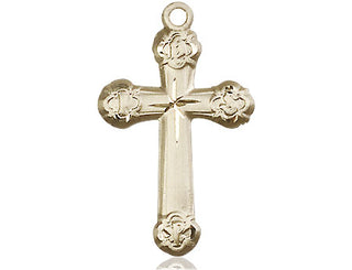 14kt Gold Cross Medal Engraved Catholic Saint Jewelry