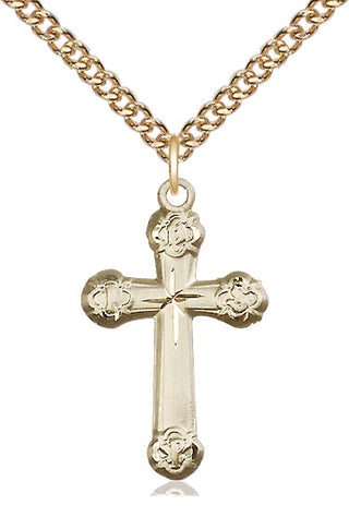 14kt Gold Cross Medal Engraved Catholic Saint Jewelry