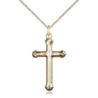14kt Gold Filled Cross | 3mm Crystal Swarovski stone | 18-inch Gold Filled Chain | Engravable