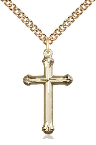 14kt Gold Cross Medal Engraved Catholic Saint Jewelry