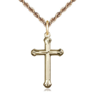 14kt Gold Cross Medal Engraved Catholic Saint Jewelry