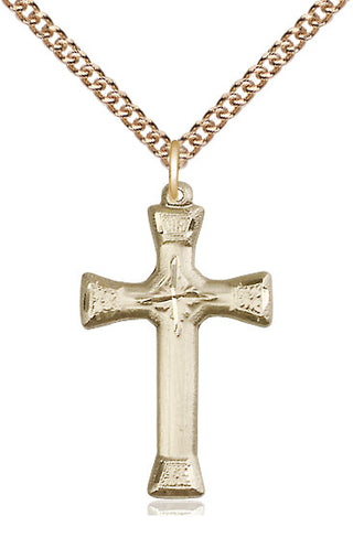 14kt Gold Filled Cross Medal Catholic Jewelry Engraved Catholic Saint Jewelry