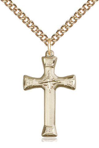 14kt Gold Filled Cross Medal Catholic Jewelry Engraved Catholic Saint Jewelry