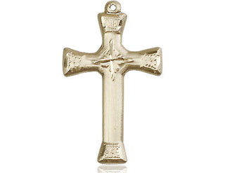 14kt Gold Cross Medal Engraved Catholic Saint Jewelry