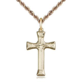 14kt Gold Cross Medal Engraved Catholic Saint Jewelry