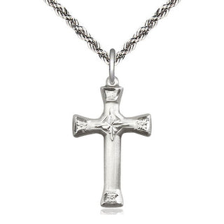 Sterling Silver Cross Medal Catholic Jewelry Engraved Catholic Saint Jewelry