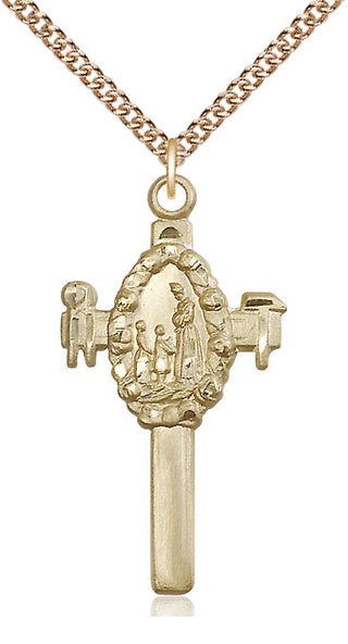 14kt Gold Filled Cross Medal Catholic Jewelry