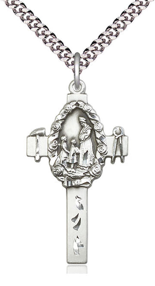 Sterling Silver Cross Medal Catholic Jewelry