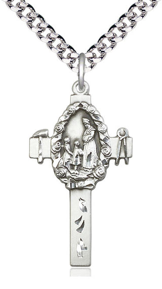 Sterling Silver Cross Medal Catholic Jewelry