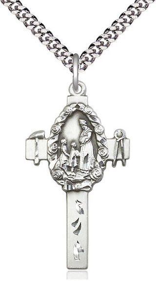 Sterling Silver Cross Medal Catholic Jewelry