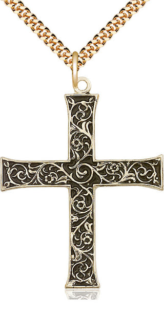 14kt Gold Filled Cross Medal Catholic Jewelry