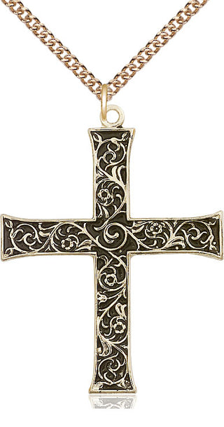 14kt Gold Filled Cross Medal Catholic Jewelry